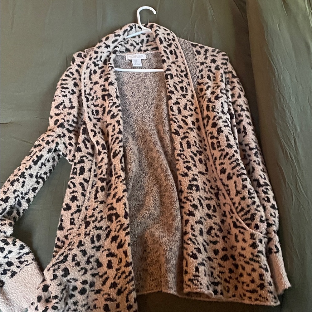 Rachel Zoe Leopard Print Cardigan - Black and Cream